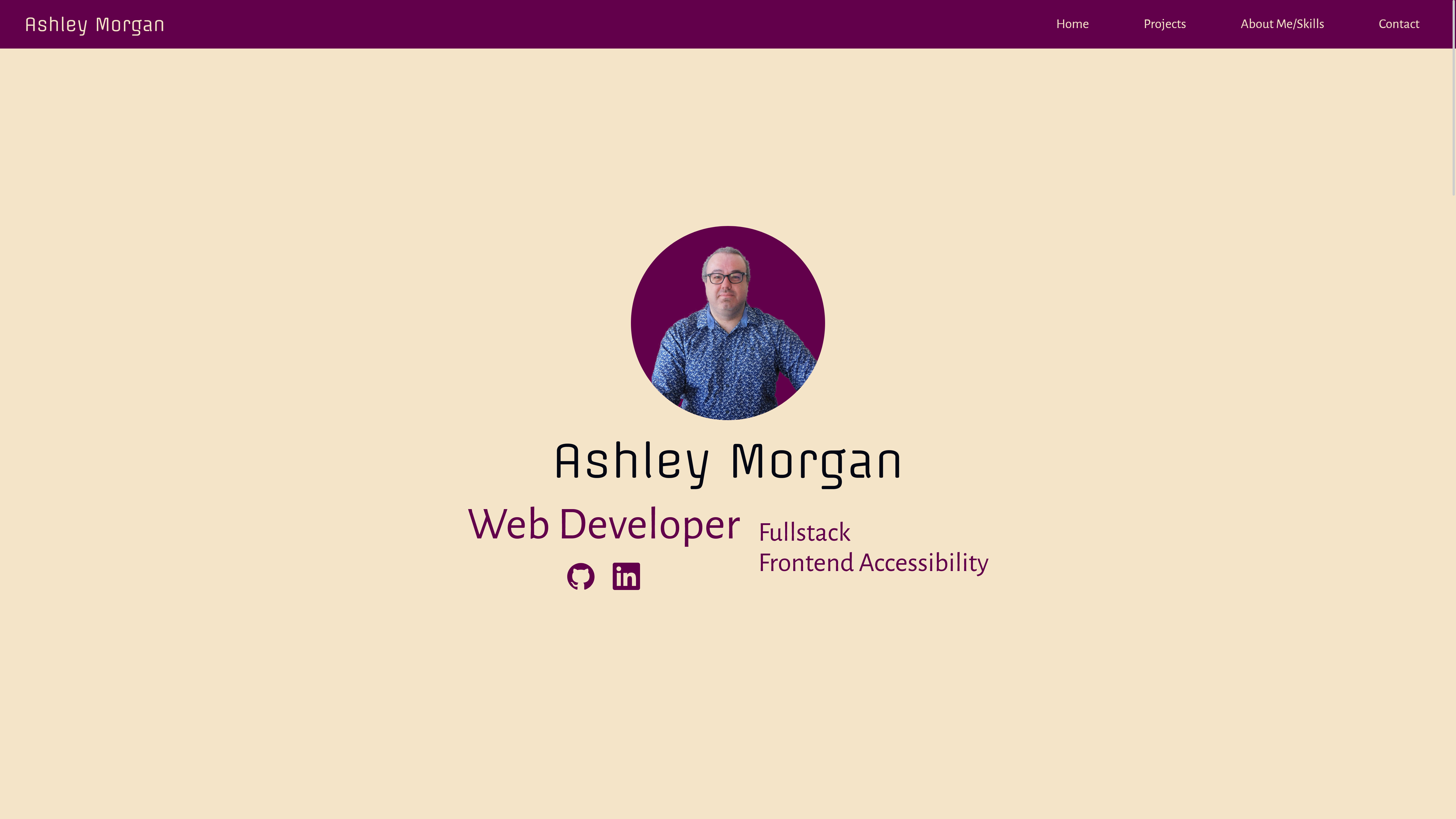 Desktop screenshot for the old version of the portfolio for Ashley Morgan