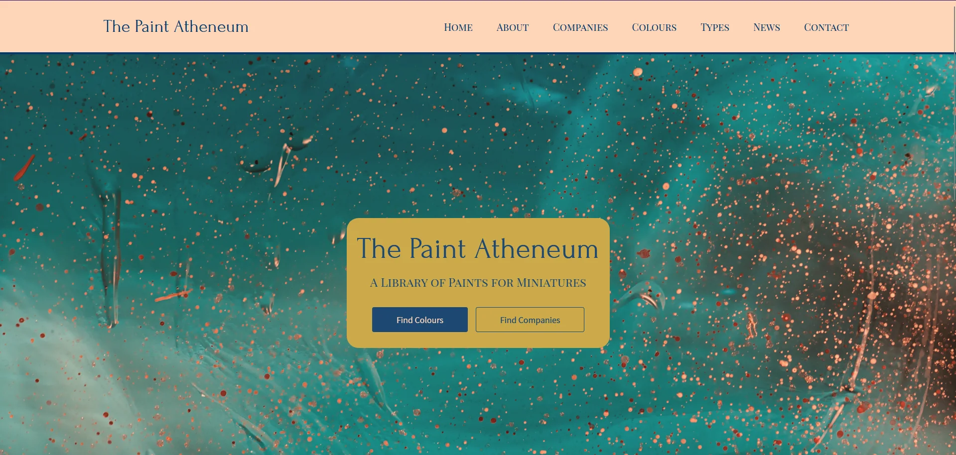 The homepage for desktop of The Paint Atheneum